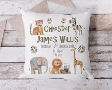 Load image into Gallery viewer, New Baby Cushion - Safari Animals