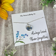 Load image into Gallery viewer, Forget Me Not Pendant Necklace, Always Loved, Never Forgotten