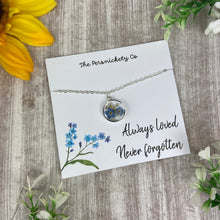Load image into Gallery viewer, Forget Me Not Pendant Necklace, Always Loved, Never Forgotten