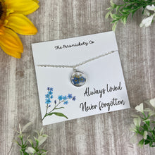 Load image into Gallery viewer, Forget Me Not Pendant Necklace, Always Loved, Never Forgotten-The Persnickety Co