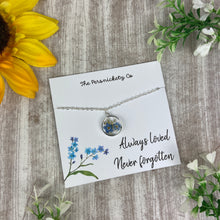 Load image into Gallery viewer, Forget Me Not Pendant Necklace, Always Loved, Never Forgotten