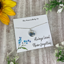 Load image into Gallery viewer, Forget Me Not Pendant Necklace, Always Loved, Never Forgotten