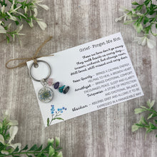 Load image into Gallery viewer, Forget Me Not Keyring with Healing Crystals