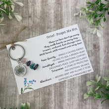 Load image into Gallery viewer, Forget Me Not Keyring with Healing Crystals