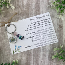 Load image into Gallery viewer, Forget Me Not Keyring with Healing Crystals