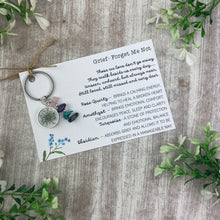 Load image into Gallery viewer, Forget Me Not Keyring with Healing Crystals