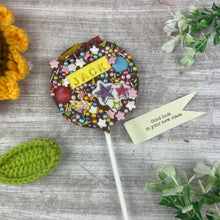 Load image into Gallery viewer, Personalised Good Luck In Your New Class Belgian Chocolate Lollipop
