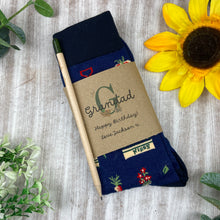 Load image into Gallery viewer, Birthday Gardening Design Socks With Plantable Pencil!