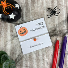 Load image into Gallery viewer, Happy Halloween Pumpkin Beaded Bracelet