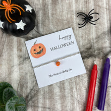 Load image into Gallery viewer, Happy Halloween Pumpkin Beaded Bracelet