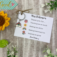 Load image into Gallery viewer, Personalised Teacher Rainbow Keyring
