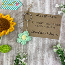 Load image into Gallery viewer, Personalised Flower Teacher Keyring-The Persnickety Co