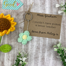 Load image into Gallery viewer, Personalised Flower Teacher Keyring