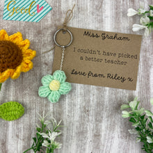 Load image into Gallery viewer, Personalised Flower Teacher Keyring