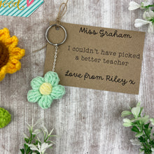 Load image into Gallery viewer, Personalised Flower Teacher Keyring