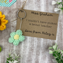Load image into Gallery viewer, Personalised Flower Teacher Keyring