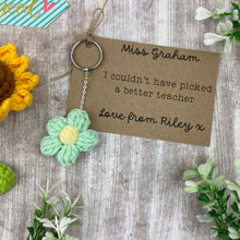Load image into Gallery viewer, Personalised Flower Teacher Keyring