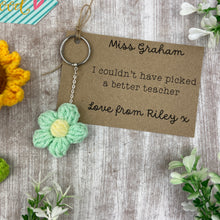Load image into Gallery viewer, Personalised Flower Teacher Keyring