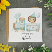 Load image into Gallery viewer, Jungle Train Personalised Birthday Card