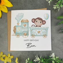 Load image into Gallery viewer, Jungle Train Personalised Birthday Card
