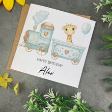 Load image into Gallery viewer, Jungle Train Personalised Birthday Card