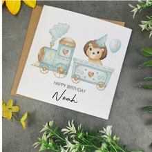 Load image into Gallery viewer, Jungle Train Personalised Birthday Card