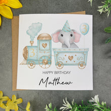 Load image into Gallery viewer, Jungle Train Personalised Birthday Card