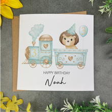 Load image into Gallery viewer, Jungle Train Personalised Birthday Card