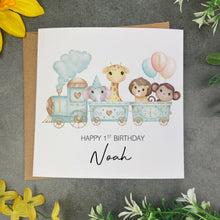 Load image into Gallery viewer, Jungle Train Personalised Birthday Card