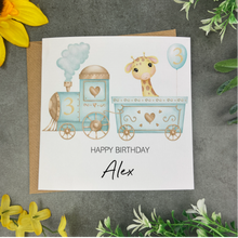 Load image into Gallery viewer, Jungle Train Personalised Birthday Card
