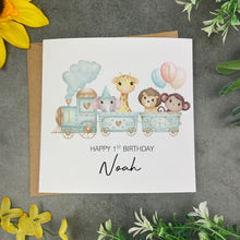 Load image into Gallery viewer, Jungle Train Personalised Birthday Card