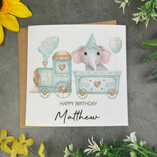 Load image into Gallery viewer, Jungle Train Personalised Birthday Card