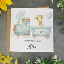 Load image into Gallery viewer, Jungle Train Personalised Birthday Card