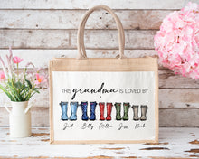 Load image into Gallery viewer, Mother&#39;s Day Jute Bag - Wellington Family-The Persnickety Co
