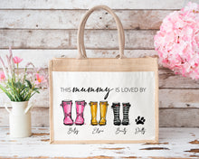 Load image into Gallery viewer, Mother&#39;s Day Jute Bag - Wellington Family
