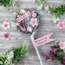 Load image into Gallery viewer, Flower Girl Personalised Belgian Chocolate Lollipop