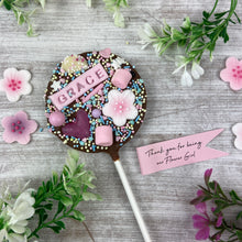 Load image into Gallery viewer, Flower Girl Personalised Belgian Chocolate Lollipop