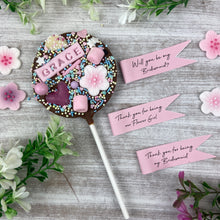 Load image into Gallery viewer, Flower Girl Personalised Belgian Chocolate Lollipop