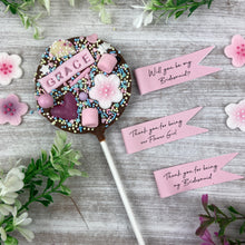 Load image into Gallery viewer, Flower Girl Personalised Belgian Chocolate Lollipop