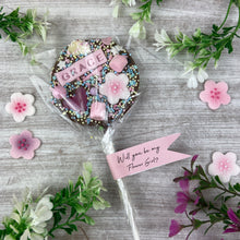 Load image into Gallery viewer, Flower Girl Personalised Belgian Chocolate Lollipop