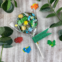 Load image into Gallery viewer, Personalised Dinosaur Chocolate Lollipop