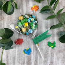 Load image into Gallery viewer, Personalised Dinosaur Chocolate Lollipop