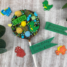 Load image into Gallery viewer, Personalised Dinosaur Chocolate Lollipop