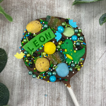 Load image into Gallery viewer, Personalised Dinosaur Chocolate Lollipop