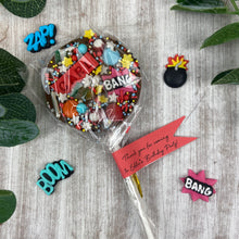 Load image into Gallery viewer, Personalised Superhero Chocolate Lollipop