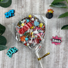 Load image into Gallery viewer, Personalised Superhero Chocolate Lollipop
