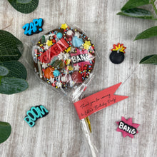Load image into Gallery viewer, Personalised Superhero Chocolate Lollipop