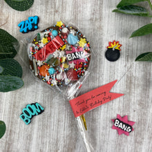 Load image into Gallery viewer, Personalised Superhero Chocolate Lollipop