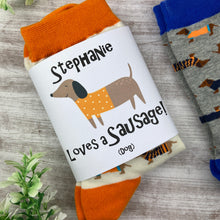Load image into Gallery viewer, Dachshund Socks -Loves A Sausage! (dog)