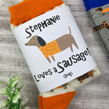 Load image into Gallery viewer, Dachshund Socks -Loves A Sausage! (dog)
